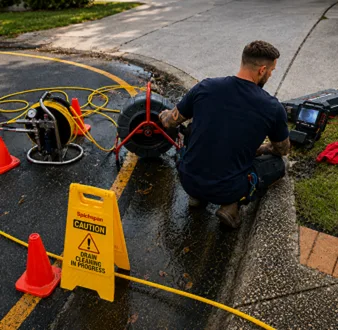 Repairing a burst drain pipe at a Ryde home