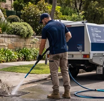 Plumber tracing a drain smell in Ryde